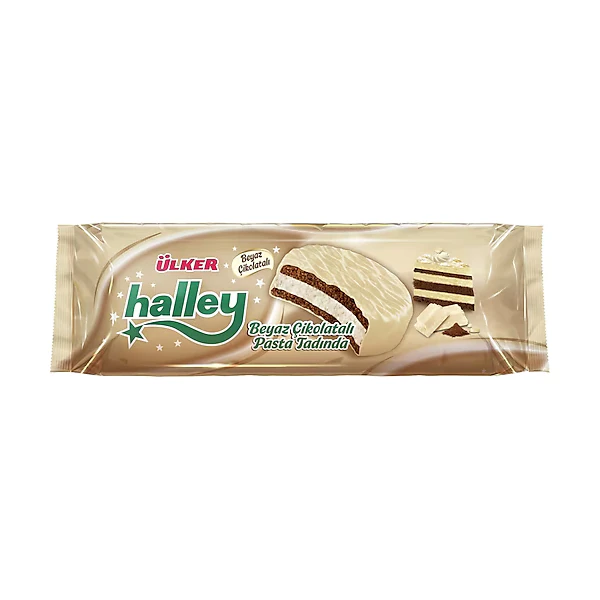 Ülker Halley Beyaz Çikolata Kaplamalı Sandviç Bisküvi 210g